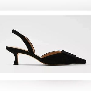 NEW $168 ANN TAYLOR BLACK SUEDE BUCKLE SLINGBACK PUMPS HEELS SHOES SZ 7